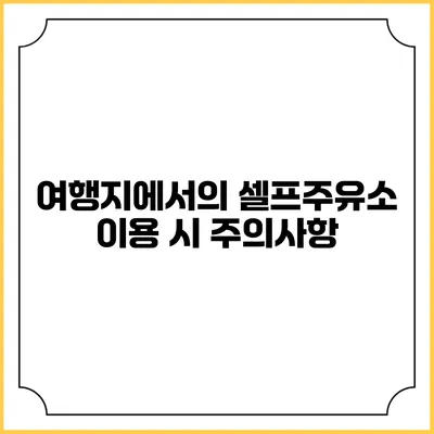 여행지에서의 셀프주유소 이용 시 주의사항