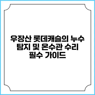 우장산 롯데캐슬의 누수 탐지 및 온수관 수리: 필수 가이드