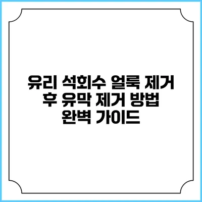 유리 석회수 얼룩 제거 후 유막 제거 방법 완벽 가이드