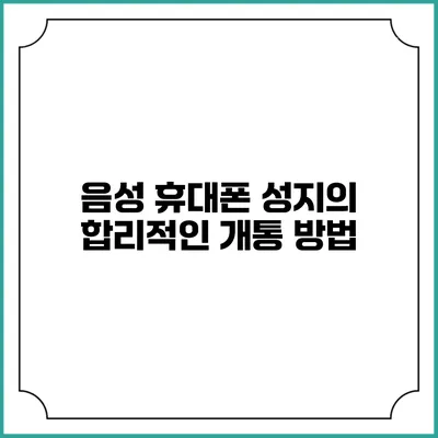 음성 휴대폰 성지의 합리적인 개통 방법