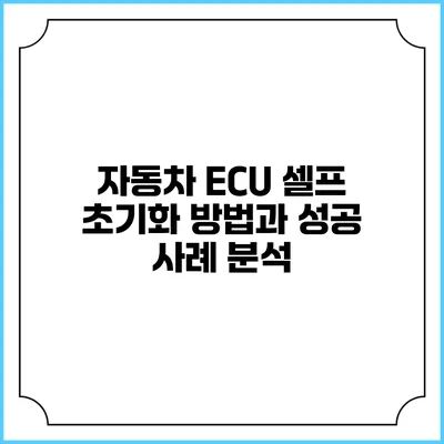 자동차 ECU 셀프 초기화 방법과 성공 사례 분석