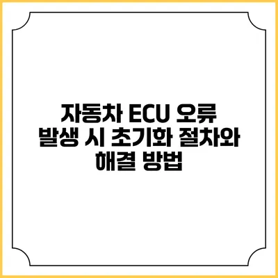 자동차 ECU 오류 발생 시 초기화 절차와 해결 방법