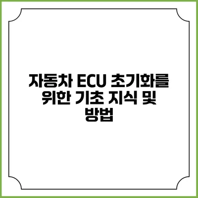 자동차 ECU 초기화를 위한 기초 지식 및 방법