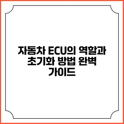 자동차 ECU의 역할과 초기화 방법 완벽 가이드