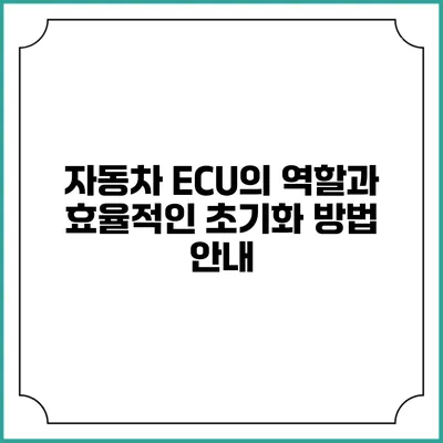 자동차 ECU의 역할과 효율적인 초기화 방법 안내