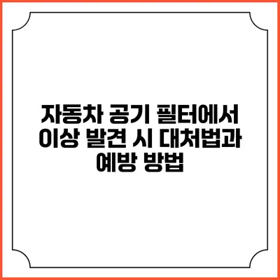 자동차 공기 필터에서 이상 발견 시 대처법과 예방 방법