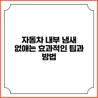 자동차 내부 냄새 없애는 효과적인 팁과 방법