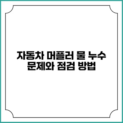 자동차 머플러 물 누수 문제와 점검 방법