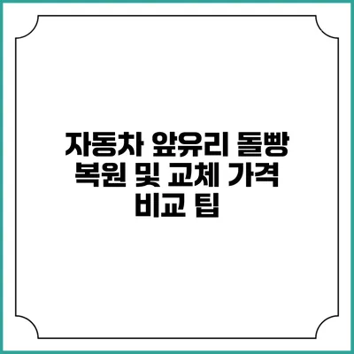 자동차 앞유리 돌빵 복원 및 교체 가격 비교 팁
