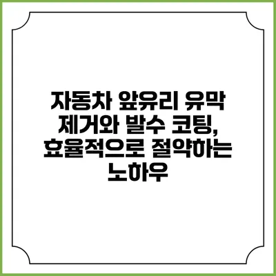 자동차 앞유리 유막 제거와 발수 코팅, 효율적으로 절약하는 노하우