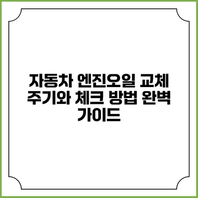 자동차 엔진오일 교체 주기와 체크 방법 완벽 가이드