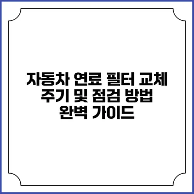 자동차 연료 필터 교체 주기 및 점검 방법 완벽 가이드
