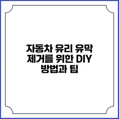 자동차 유리 유막 제거를 위한 DIY 방법과 팁