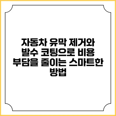 자동차 유막 제거와 발수 코팅으로 비용 부담을 줄이는 스마트한 방법