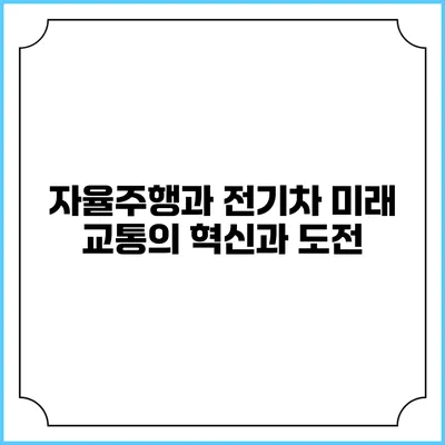자율주행과 전기차: 미래 교통의 혁신과 도전