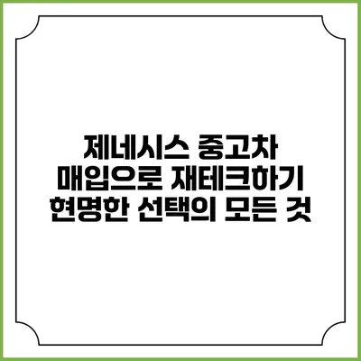 제네시스 중고차 매입으로 재테크하기: 현명한 선택의 모든 것