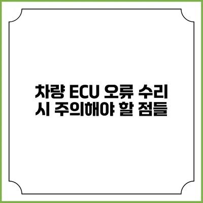 차량 ECU 오류 수리 시 주의해야 할 점들