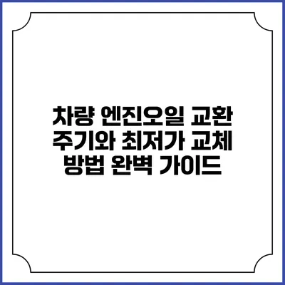 차량 엔진오일 교환 주기와 최저가 교체 방법 완벽 가이드