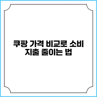 쿠팡 가격 비교로 소비 지출 줄이는 법