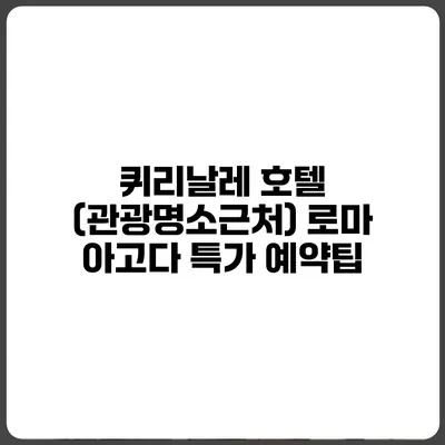 퀴리날레 호텔 (관광명소근처) 로마 아고다 특가 예약팁