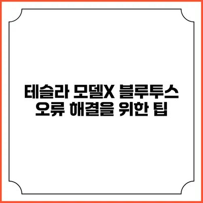 테슬라 모델X 블루투스 오류 해결을 위한 팁