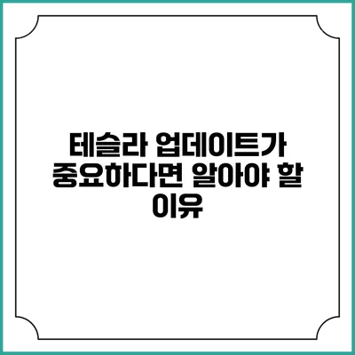 테슬라 업데이트가 중요하다면? 알아야 할 이유