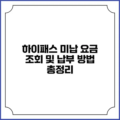하이패스 미납 요금 조회 및 납부 방법 총정리