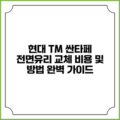 현대 TM 싼타페 전면유리 교체 비용 및 방법 완벽 가이드