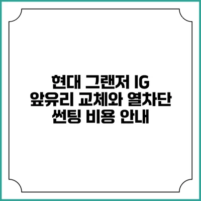 현대 그랜저 IG 앞유리 교체와 열차단 썬팅 비용 안내