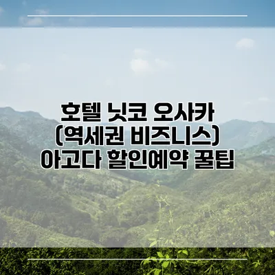 호텔 닛코 오사카 (역세권 비즈니스) 아고다 할인예약 꿀팁
