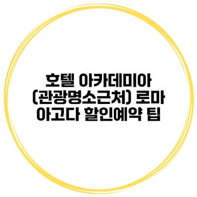 호텔 아카데미아 (관광명소근처) 로마 아고다 할인예약 팁